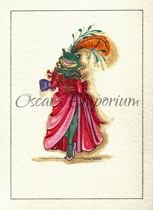 Woodland Creature Art- Emily the Frog in fancy red dress Southmore Shore