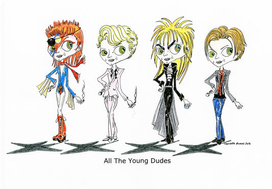 Fan Art- David Bowie iconic looks ziggy stardust thin white duke jarrod the goblin king