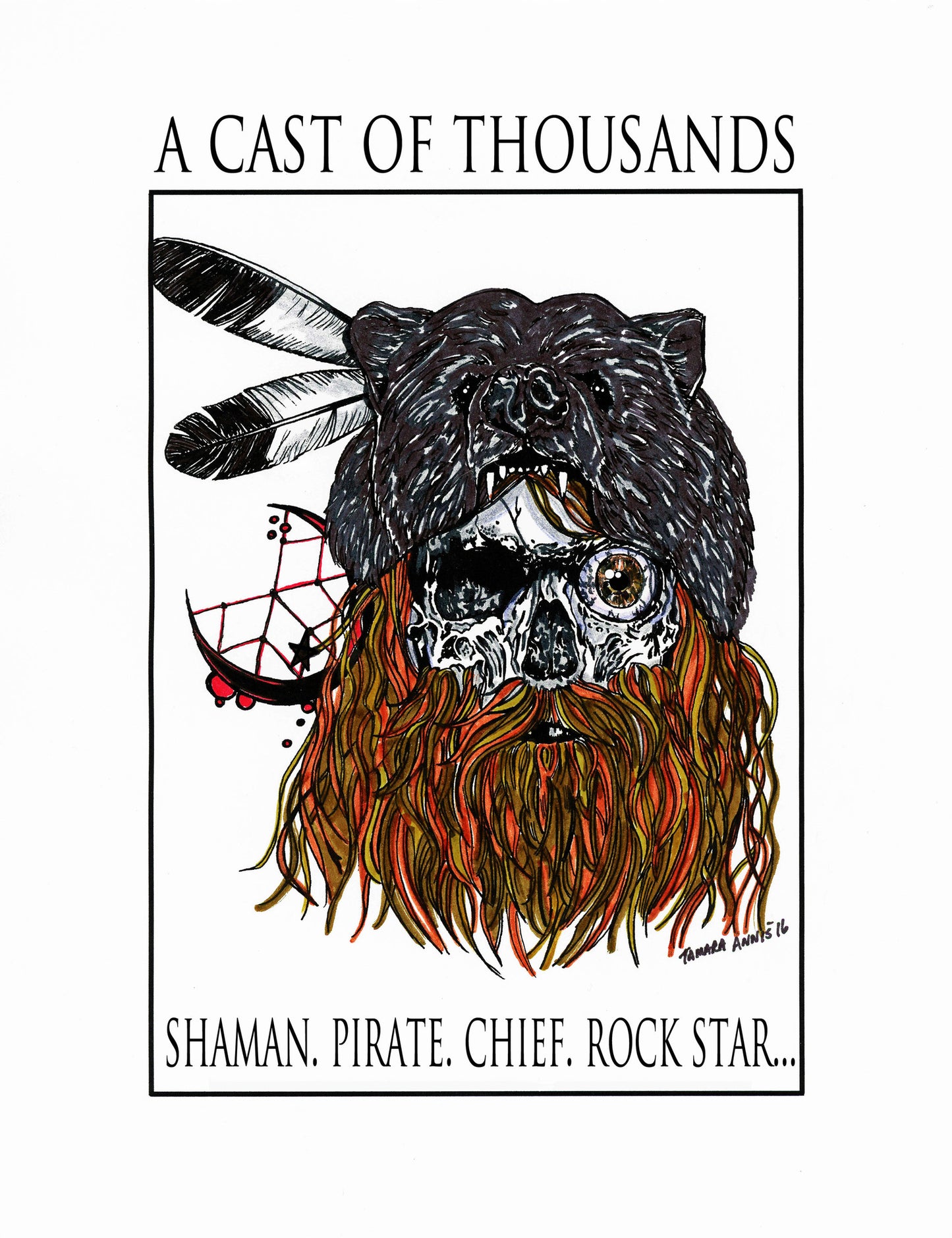 Fan Art- Tom Wilson feathers, beard, dreamcatcher, spirit sketch