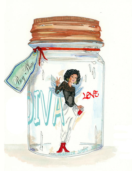 Fairy Art- Burning Bliss Project Phoenix Bey fairy in a jar 