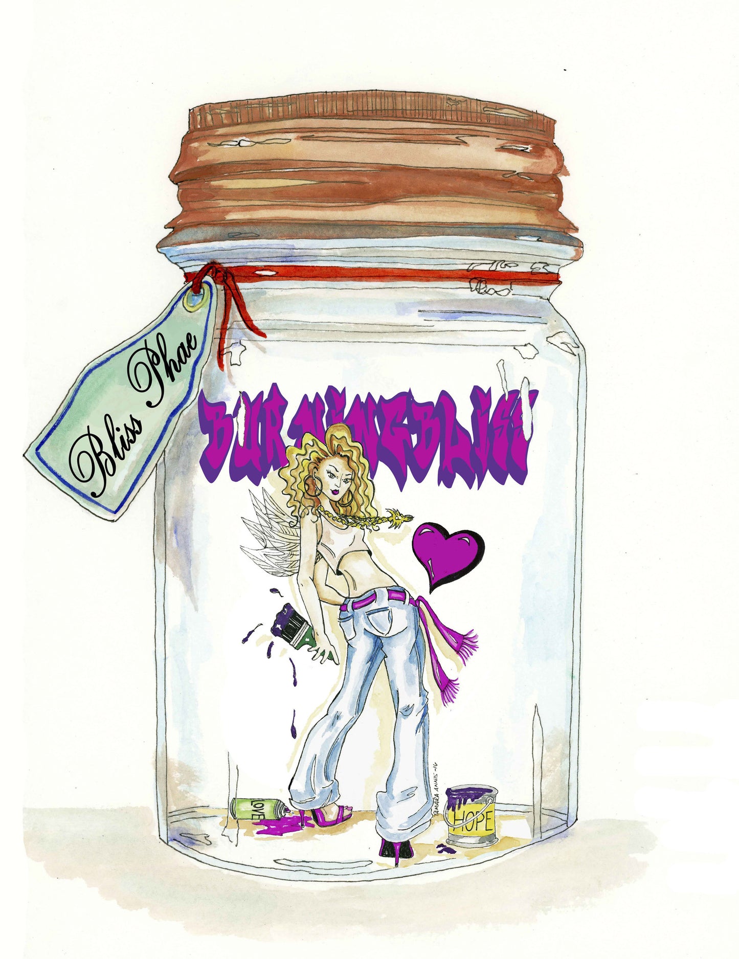 Fairy Art- Burning Bliss Project Phoenix Bliss fairy in a jar