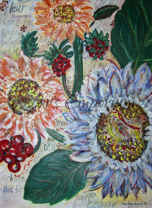 Flower Art- Sunflowers of different colours and sizes