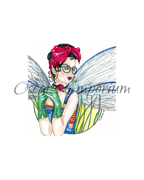 Fairy Art- Pinup Fairy in gardening clothes