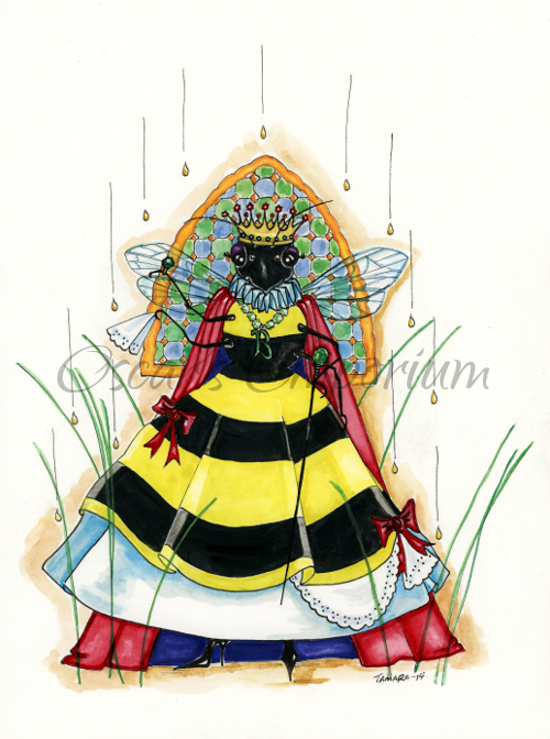 Woodland Creature  Art- Queen Dew Bee in a crown with sceptar Southmore Shore